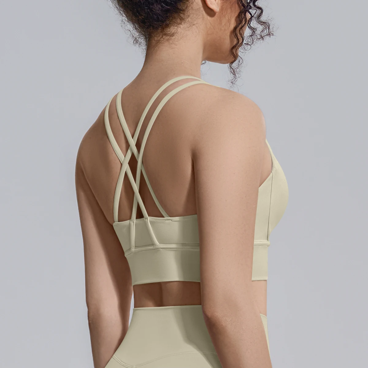 Damen Einfarbiger Schöner Rückenfreier Yoga-BH Yoga-Unterwäsche mit Brustpolster Sommer Fitness Sport Stoßfester Workout-Top Sexy BH – Detail 23