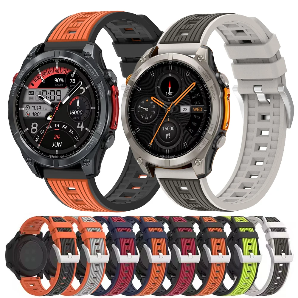 Спортивный силиконовый ремешок 22 мм для Zeblaze Stratos 4 3 GPS-браслет для Zeblaze Vibe 7 7 Pro 7 Lite/GTS 3 GTR 3 Ares 3 Pro Браслет