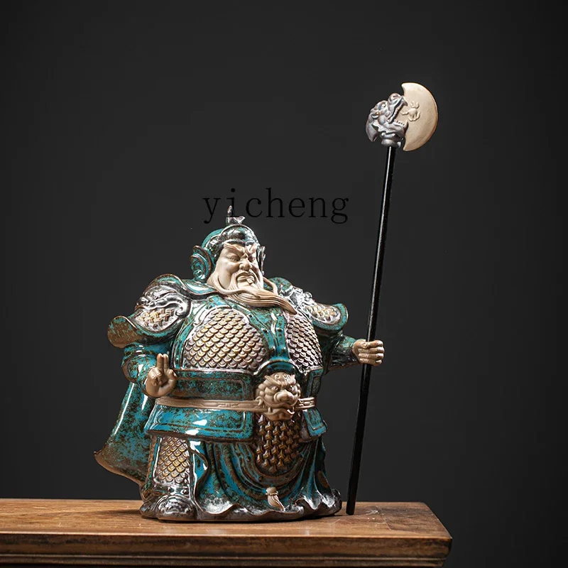L7-14 ceramic large door god Hem Ha Erjiang Chinese ornaments creative home living room door decoration gifts