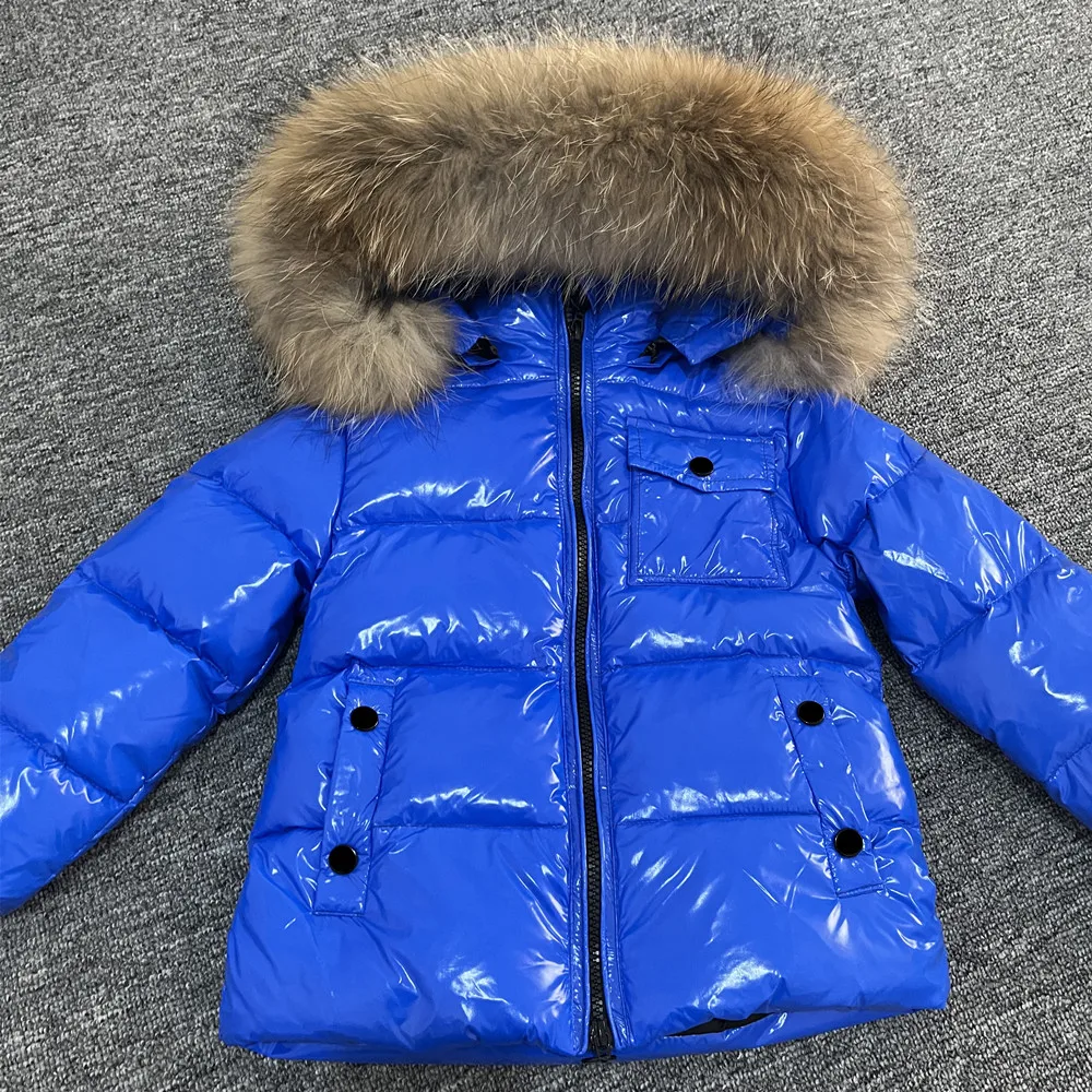 Children\'s Winter Down Jacket Real Fur Collar Toddler Clothing Kids Warm Outerwear Coat For Baby Boy Girl 1-14 Years Snowsuit