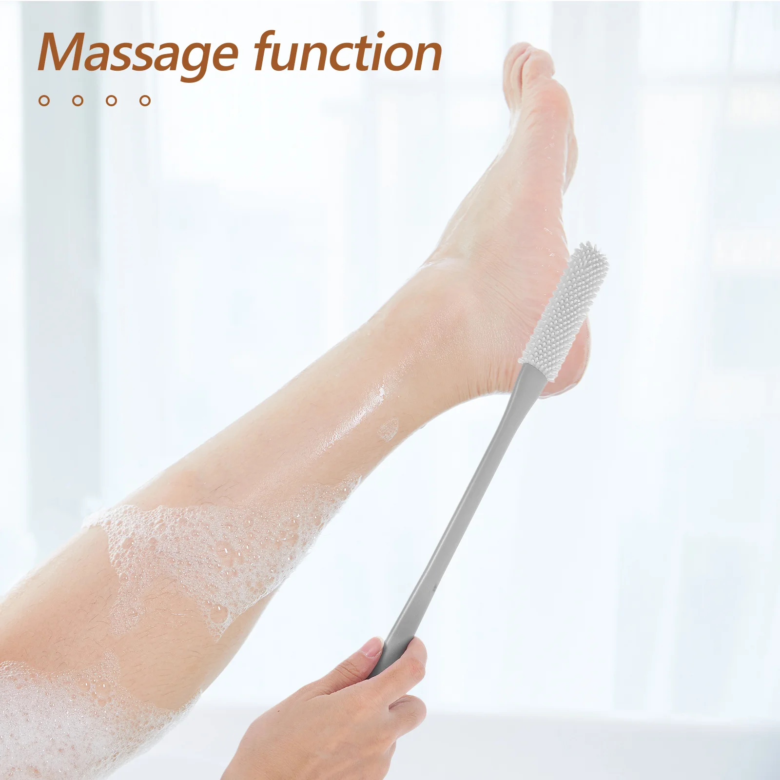 2 قطعة فرشاة تنظيف القدم مقبض طويل تصميم مادة مطاطية ناعمة وظيفة تدليك تقشير لطيفة لاستحمام تنظيف القدمين #5