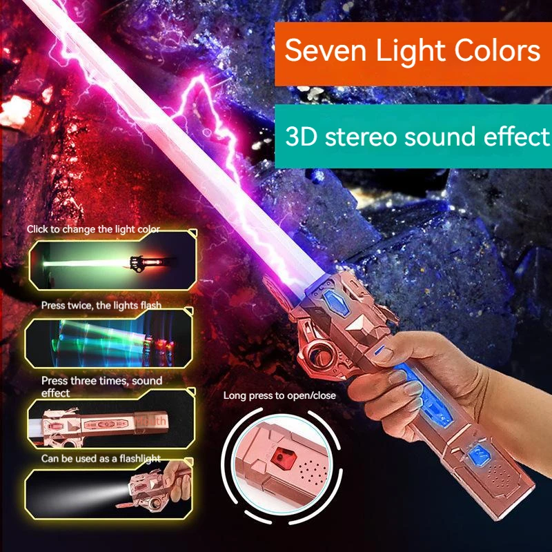 

RGB Lightsaber 7 Colors Scalable Plastic Lightsaber LED Toy Children's Luminous Toys Movie Sound Effect Cool for Gifts