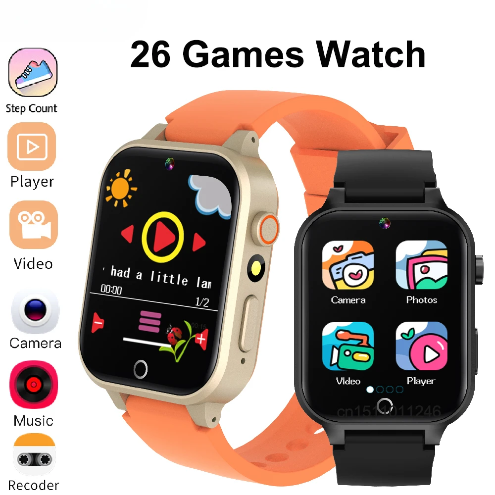 2024New Kids Smart Watch for Girls Boys 26 Games Touch Screen Camera Pedometer Video MP3 Alarm Ideal Birthday Gift Digital Watch