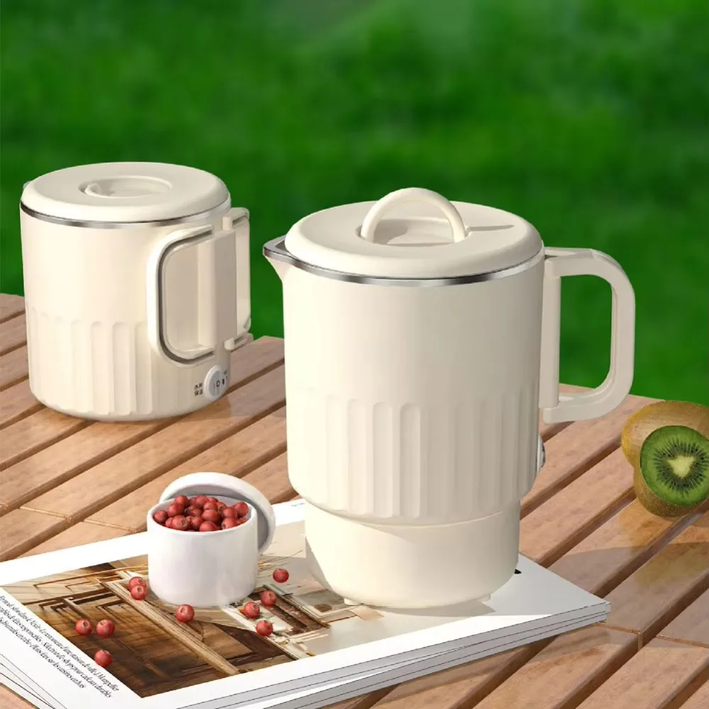 1000ML Travel Folding Electric Water Kettle Space-saving Collapsible Electric Boiling Pot Stainless Steel Inner Anti-scalding