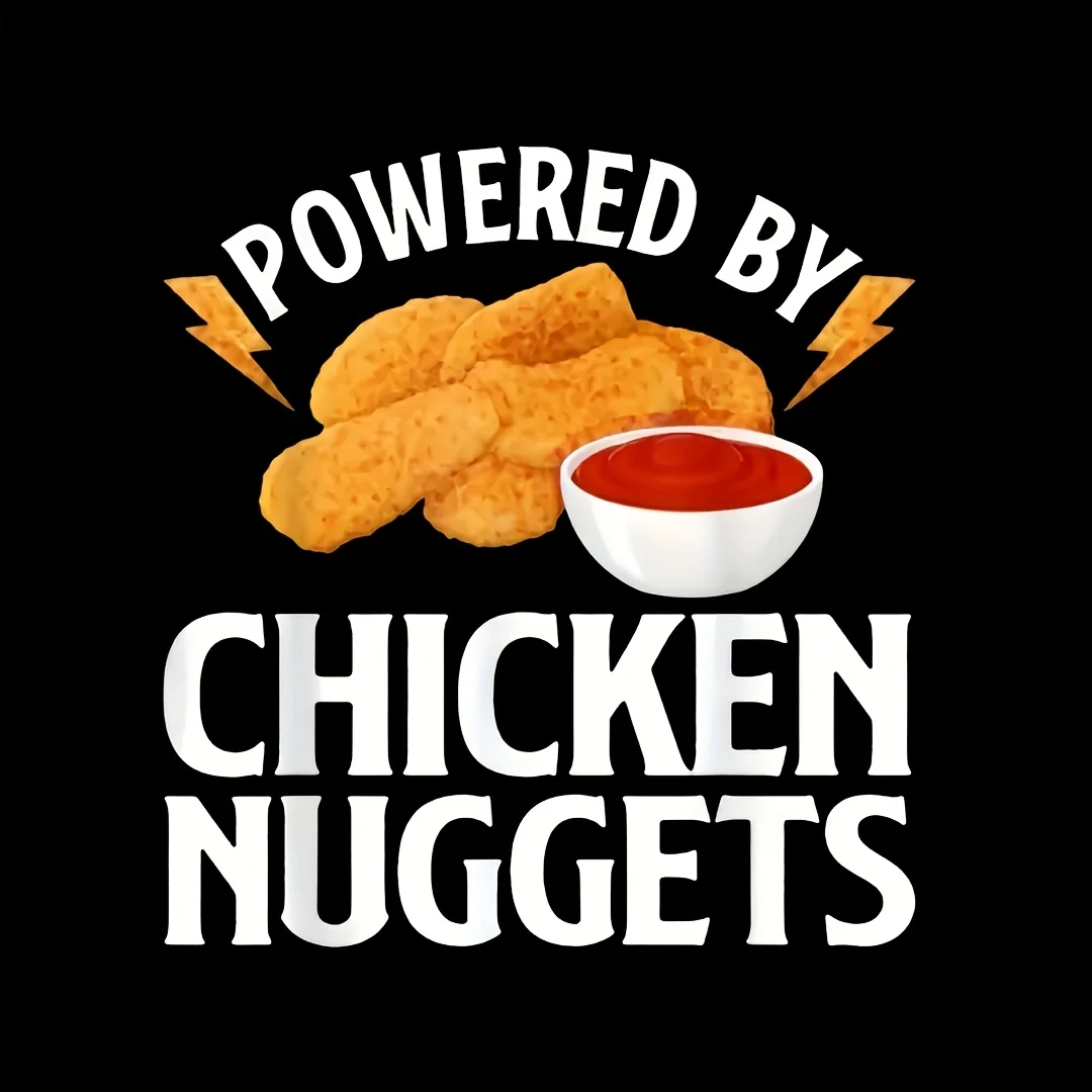 1pc Chicken Nugget Power Chicken Nugget Sauce Lightning Power Funny Quote Pattern Heat Transfer Sticker, Suitable for Clothing, T-shirts, Jeans, Hoodies and Pillowcases, Fashionable, Durable and Washable Heat Transfer Sticker
