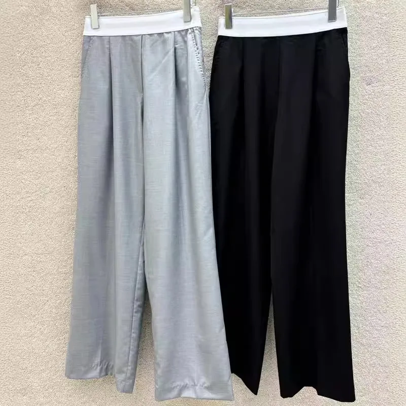 

2024 high quality medium and high waist straight suit pants temperament commuting British style casual trousers