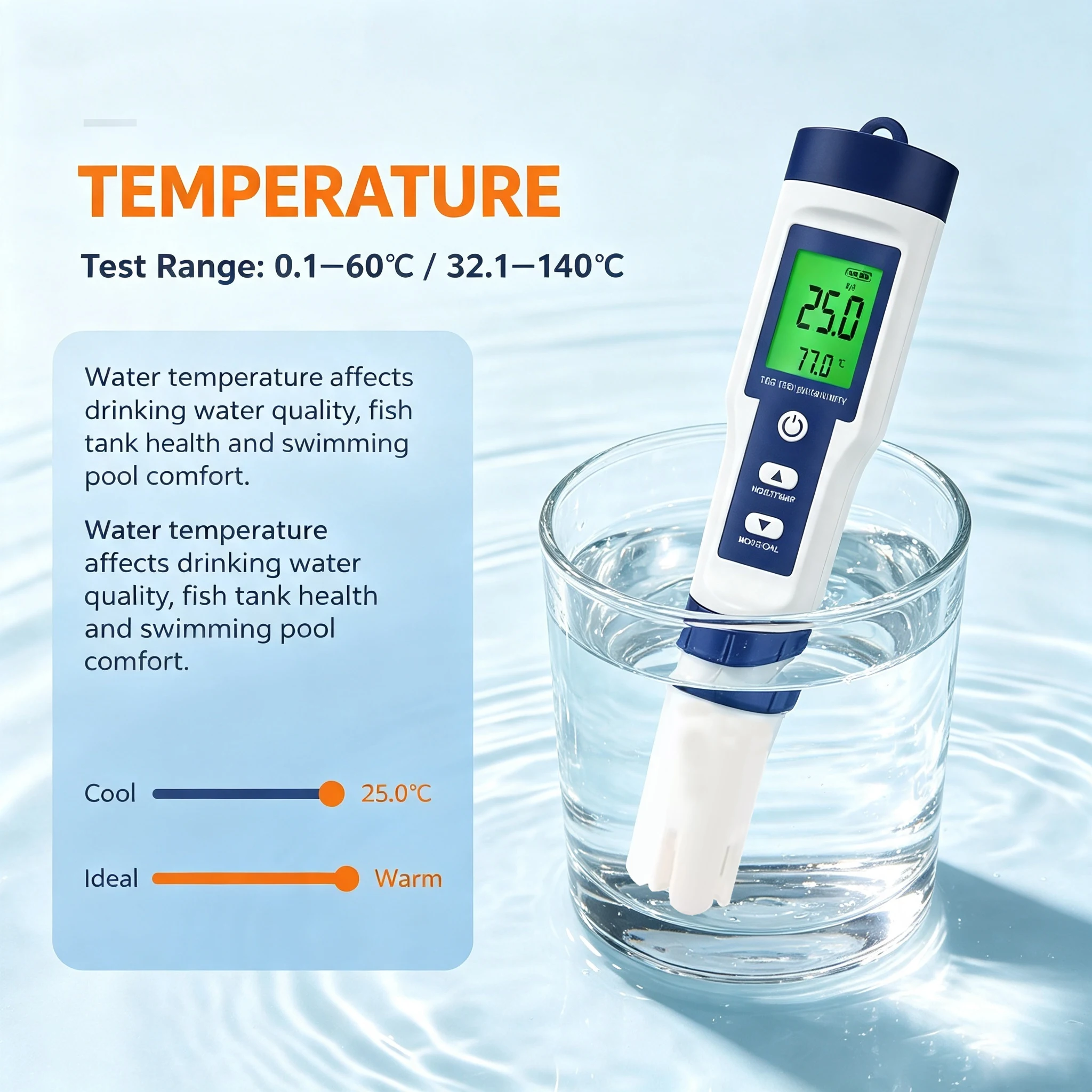 5-in-1 Digitaler Wasserqualitätstester-Stift PH TDS EC Messgerät mit Hintergrundbeleuchtung für Aquarium-Wassertemperatur-Tester – Detail 6