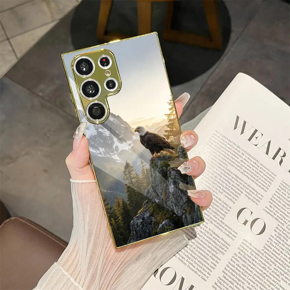 Eagle Phone Case For Samsung Galaxy S25 S24 S23 Ultra Metal Frame Case Slim Shockproof Cover Durable Protective Shell