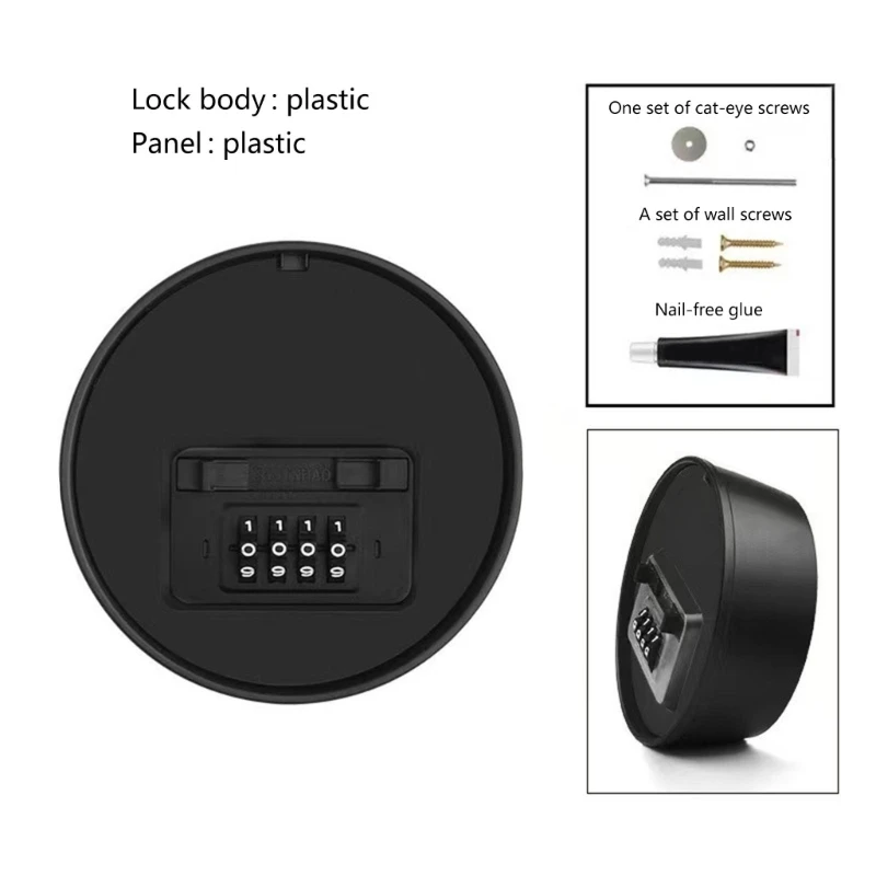 Circular Key Storage Lock Box Plastic Password Secure Box Wall Mount for Home