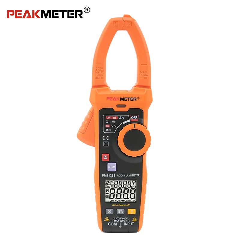 

Автомобильный интеллектуальный мультиметр Peakmeter PM2128S с автоматическим выбором диапазона, токоизмерительные клещи AC/DC 1000А 600В, двойной дисплей с подсветкой