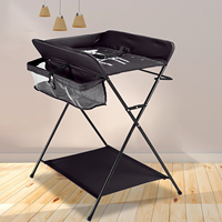 Baby Changing Table Foldable Changing Table with Storage Shelves Cushion with Height Ladder Large Changing Table 80 x 63cm