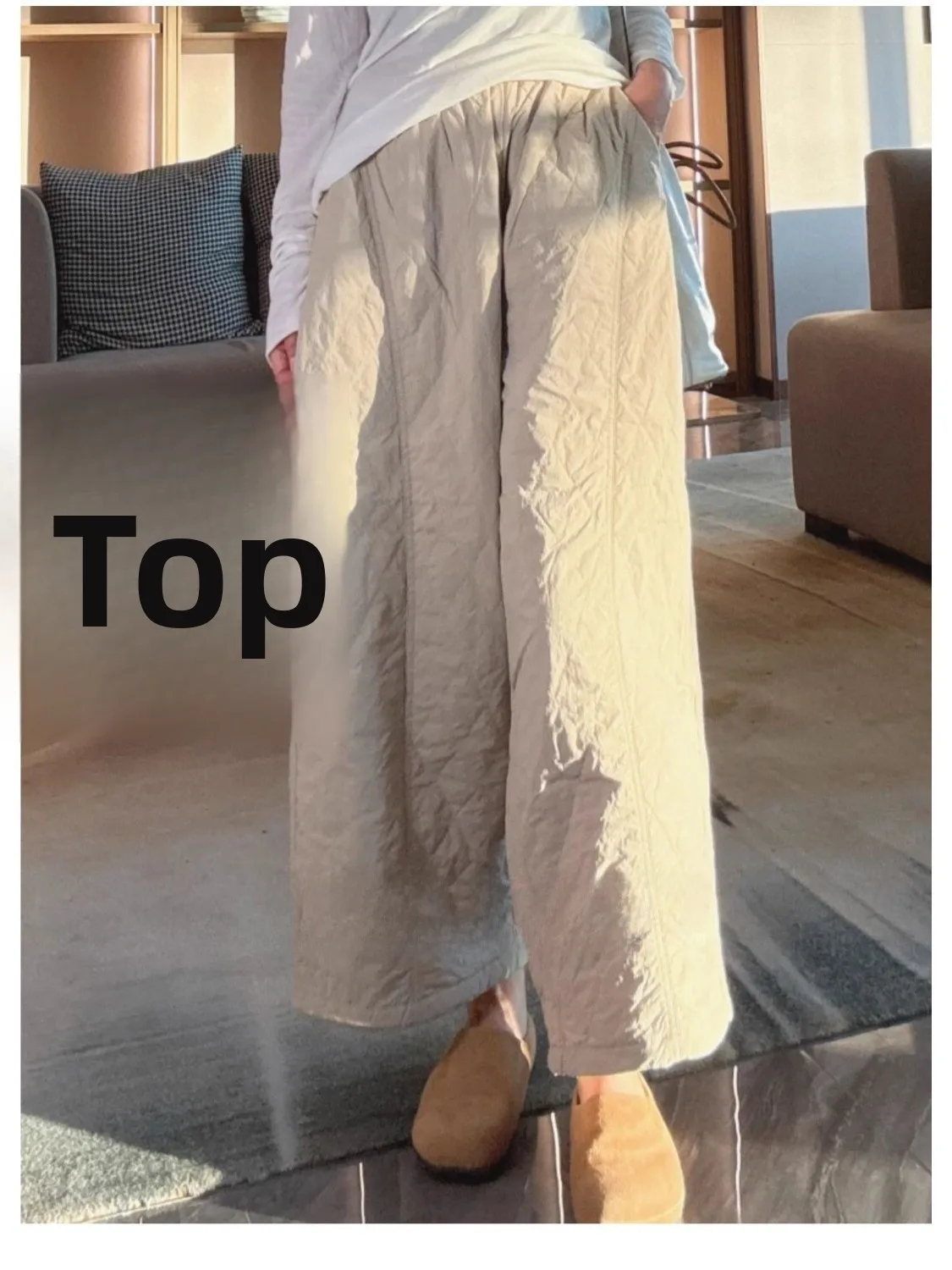 Pantaloni in cotone da donna a vita alta gamba dritta gamba larga nove punti inverno nuovi capispalla Sle pantaloni in cotone sottile