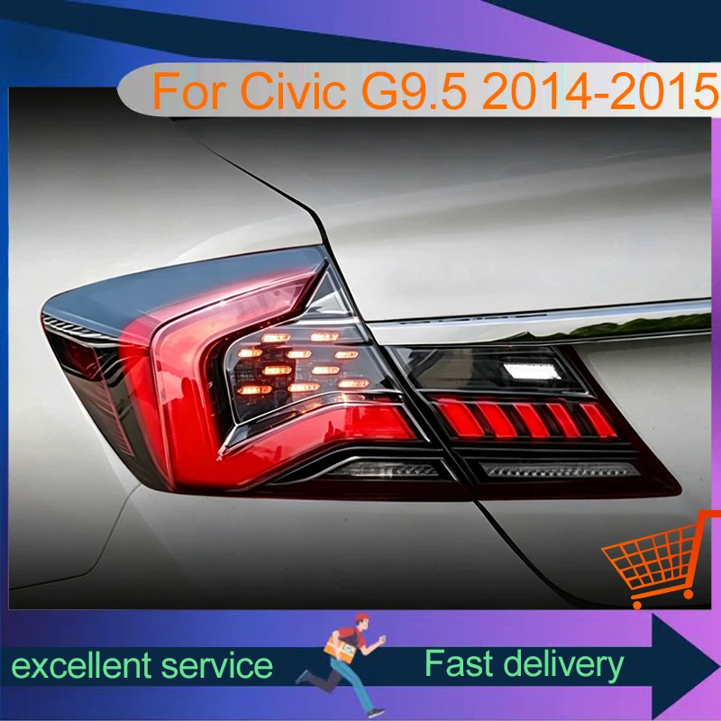2PCS Lamps For Honda Civic G9 2014-2015 Tail Light DRL Brake Lamp Turn Signal Modified LED Taillight Plug And Play Car Accessory