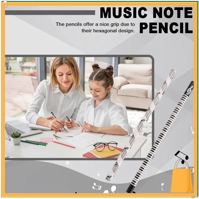 

L52A-Music Pencils Music Note Pencil With Music Themed Erasers Wood Pencils Bulk Keyboard Fun Pencils Erasers Gift