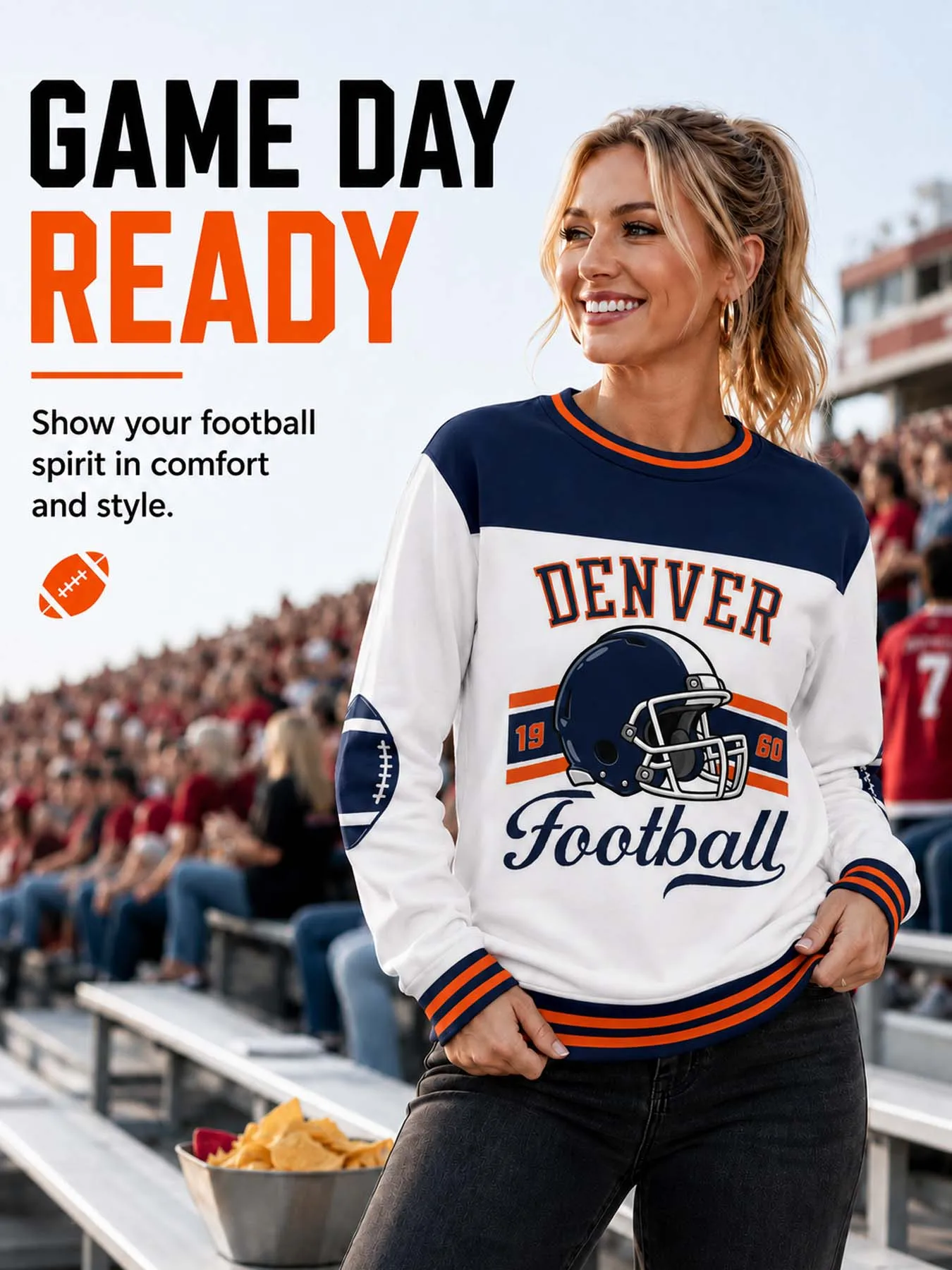 Personalized Denver City Sweatshirt for Women, Custom Name Number Crewneck Sweatshirt, Custom Logo Casual Daily Sweatshirt