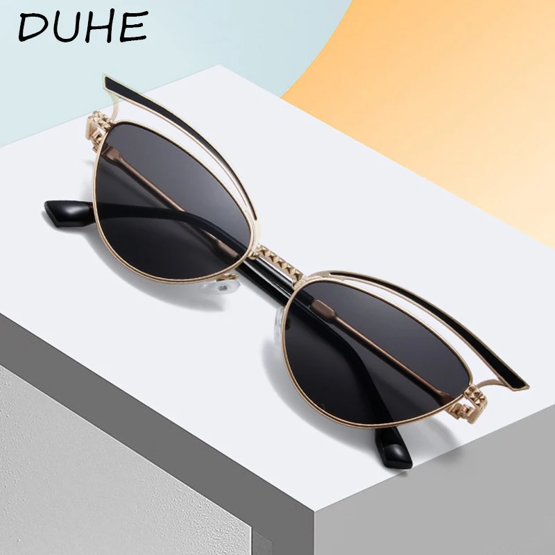 New trendy butterfly frame metal sunglasses, novel and personalized hollow cat-eye sunglasses, fashionable catwalk sunglasses