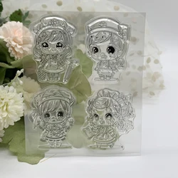 Custom Small Girl Transparent Silicone Rubber Stamp And Die Sheet Cling Scrapbooking DIY Cute Pattern Photo Album