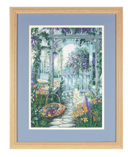 Cross Stitch Kit Gold Collection Counted Cross Stitch Kit Garden Gate Door Yard Flowers dim 13692