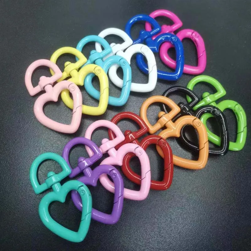 5 Pcs/Lot 47x28mm Colorful Heart Jewelry Findings Lobster Clasp Hooks For Necklace&Bracelet Chain DIY Making