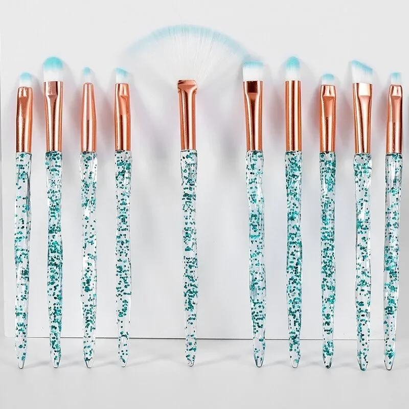 10 pièces/ensemble cristal spirale pinceau de maquillage poignée pinceau de maquillage Blush brosse ensemble de pinceaux de maquillage