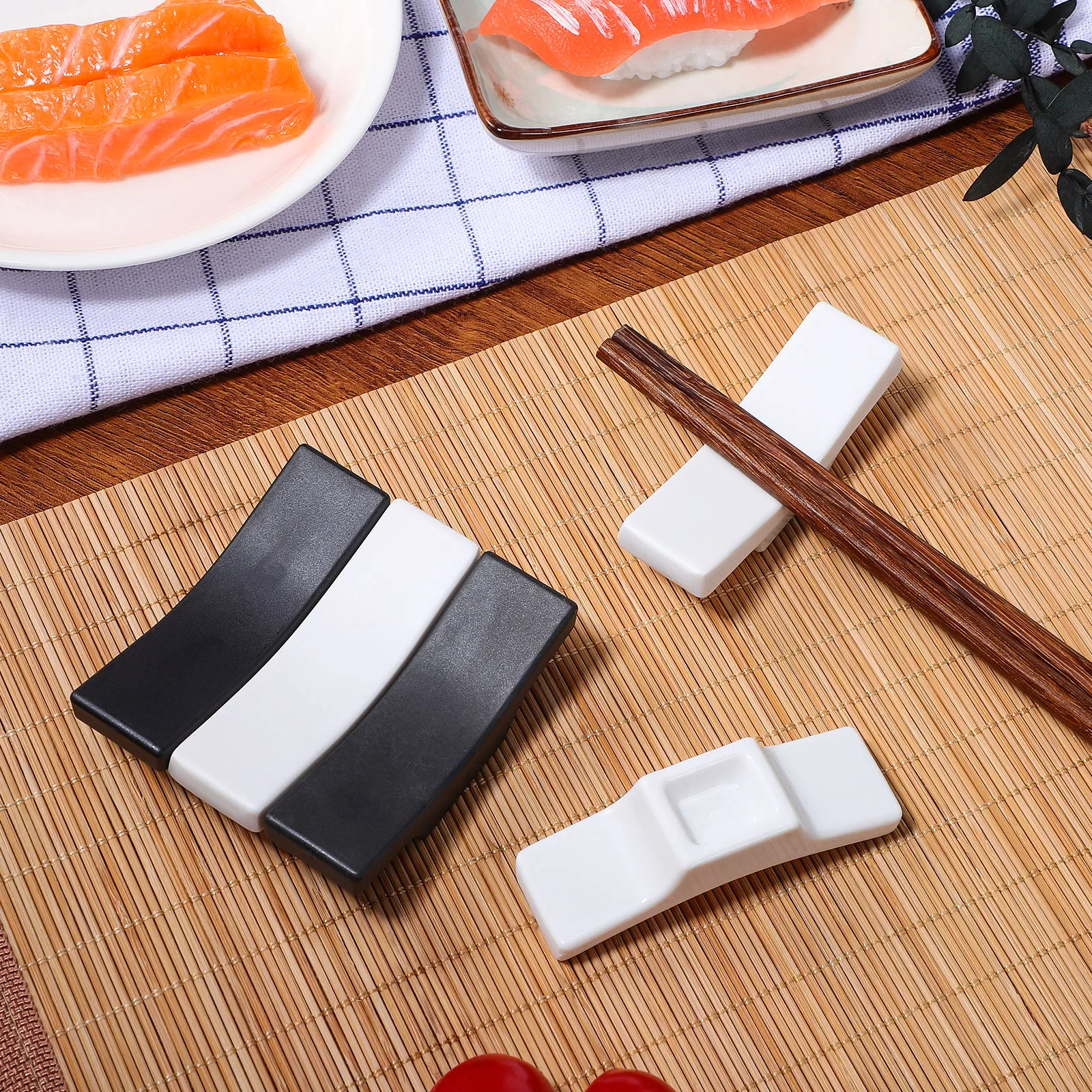 

8 pcs Chopstick Holder Metal Alloy Resin Non-Slip Base For Home Restaurant Hotel Use Cutlery Organizer Tabletop Fork Rest