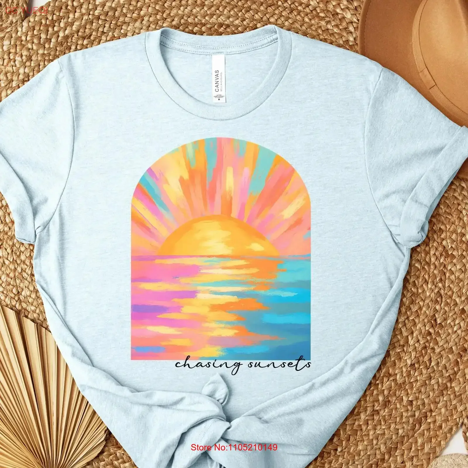 sunseT T Shirt Summer Woman chasing sunsets boho tee Salty Mermaidcore for surfer vibes surf vintage Washed Comfortable
