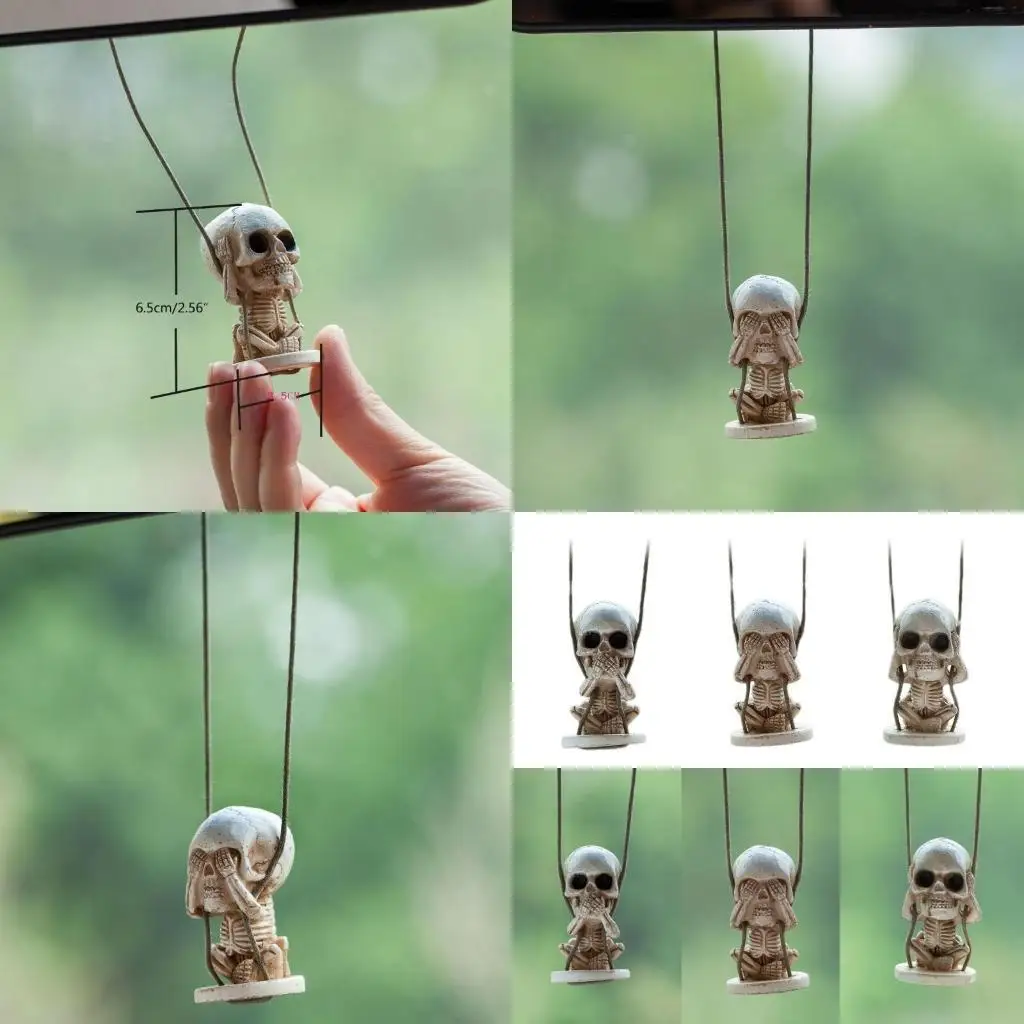 

E7CA Car Decoration Mini Swing Skeleton Auto Center Console Rearview Mirror Ornaments
