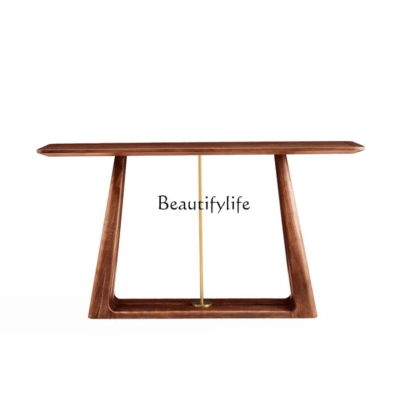 

New Chinese style wabi-sabi wind entrance against the wall aisle black walnut simple solid wood narrow edge