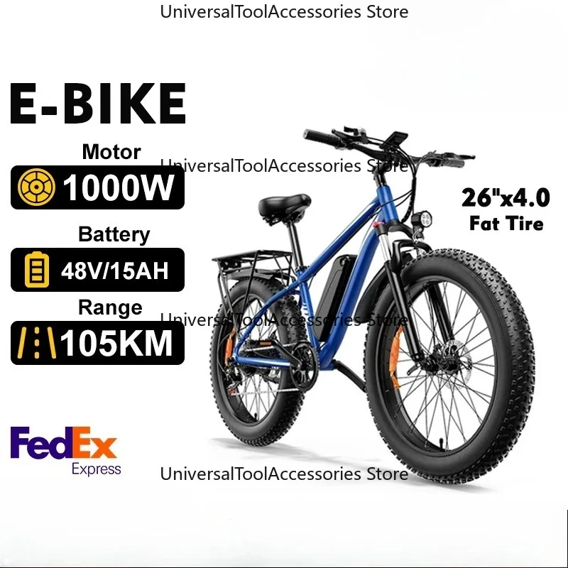 Elektrofahrrad für Erwachsene mit 1500W Spitzenleistung, 48V 15AH (720WH) Akku, 26-Zoll-Reifen, Mountainbike, Individuell Anpassbar