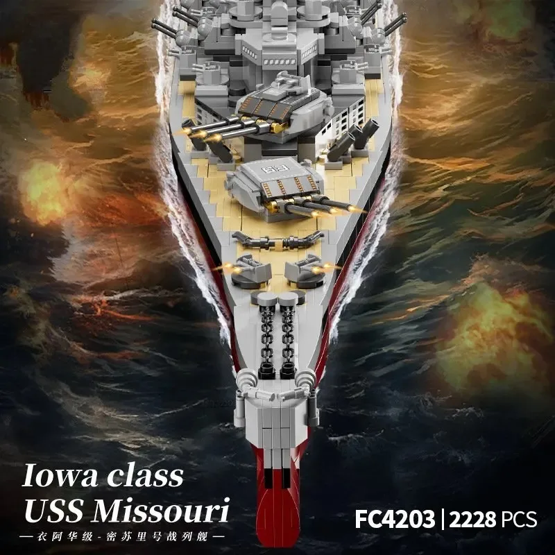 Military Battleship Series Missouri Battleship Crusier Model Building Blocks Bismarck Cruiser Boat Bricks Toy Kid Boy Gift Child