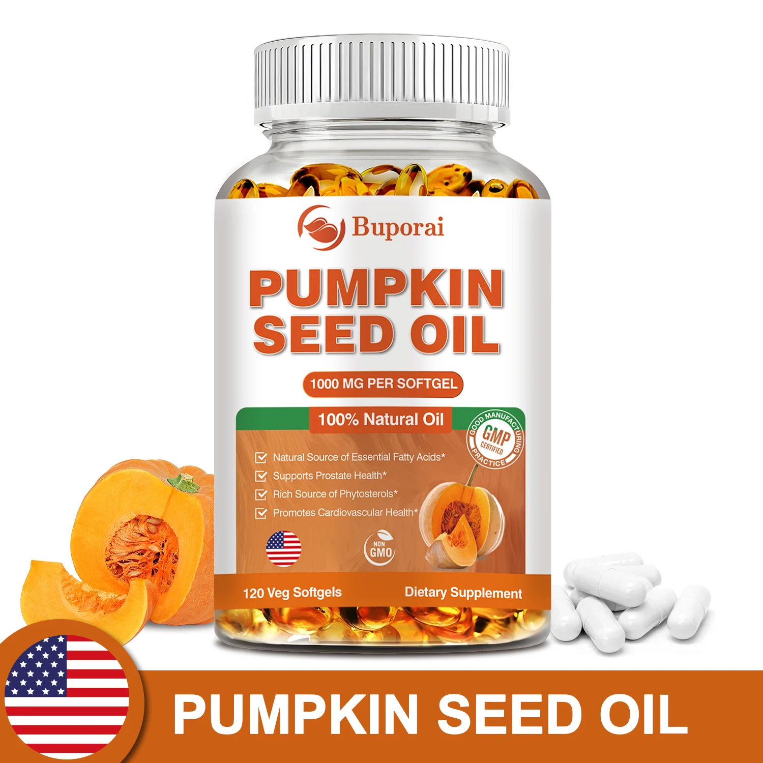 

Pumpkin Seed Oil - Promote Hair Growth, Urinary Tract Support, Bladder Control Supplements