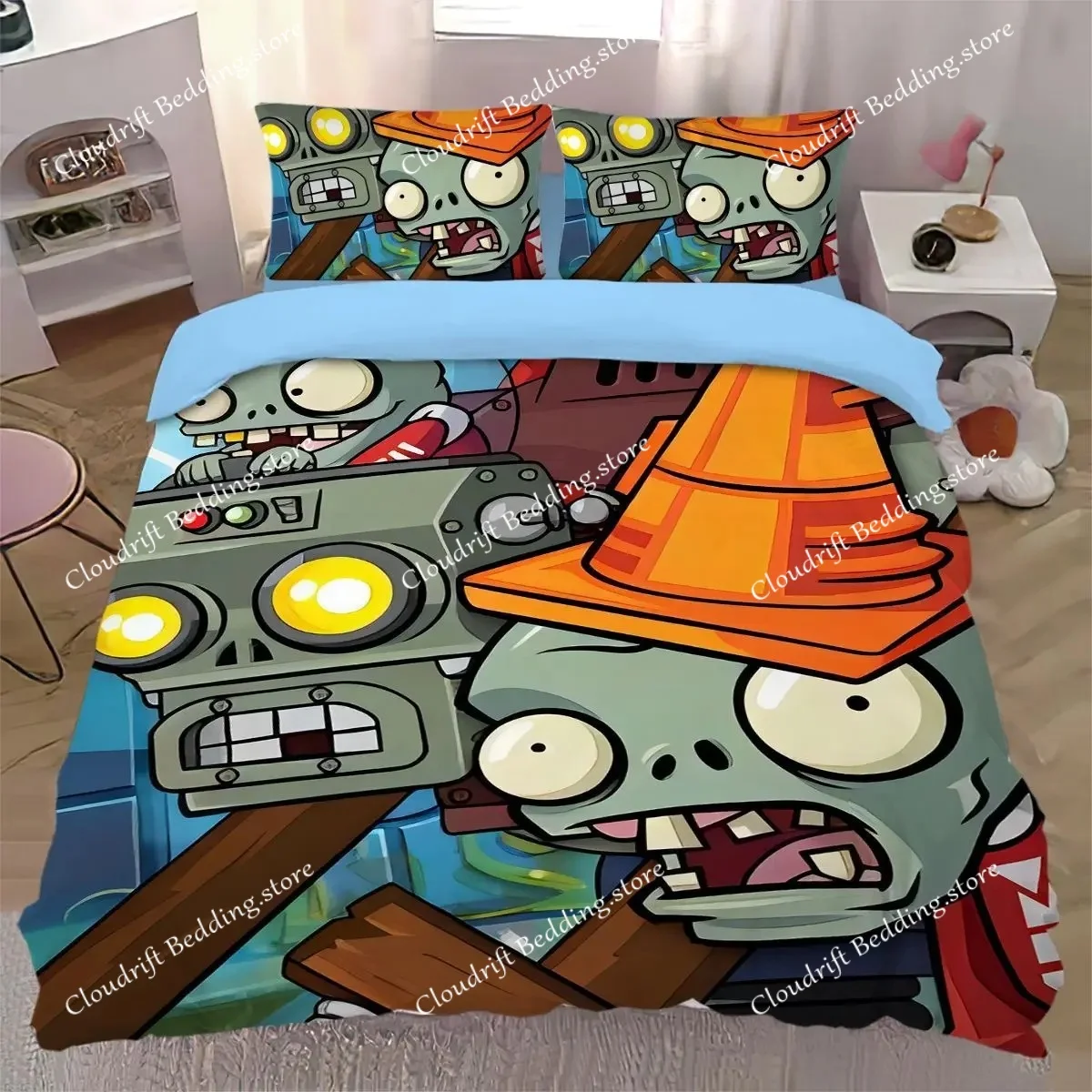 

Plants Vs Bedding Sets Zombie US Europe UK Size Quilt Cartoon Bed Cover Duvet Cover Pillow Case Adult Children
