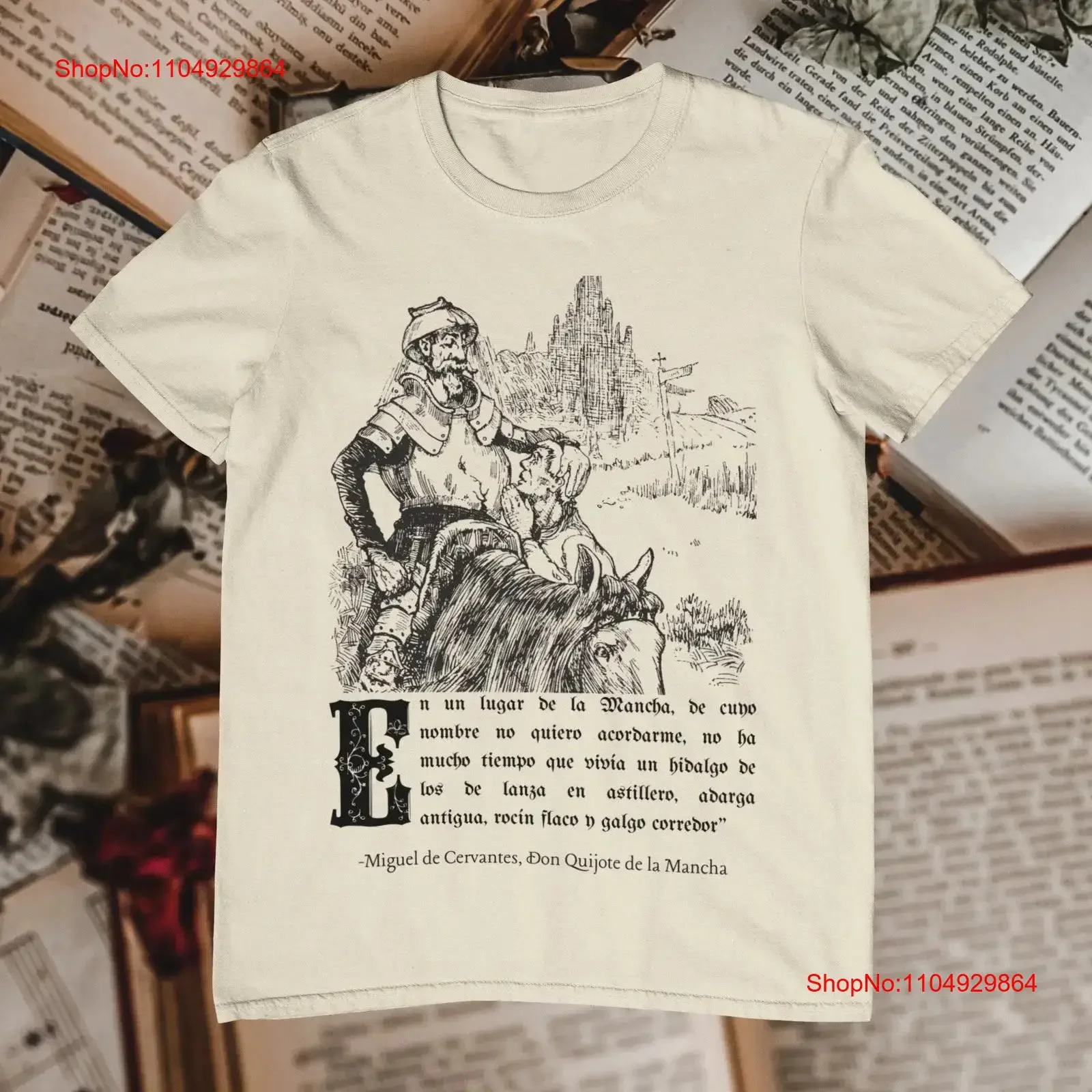 Camiseta de Don Quijote de la Mancha, regalo para profesores de literatura, obsequio literario, Cervantes vintage, efecto lavado