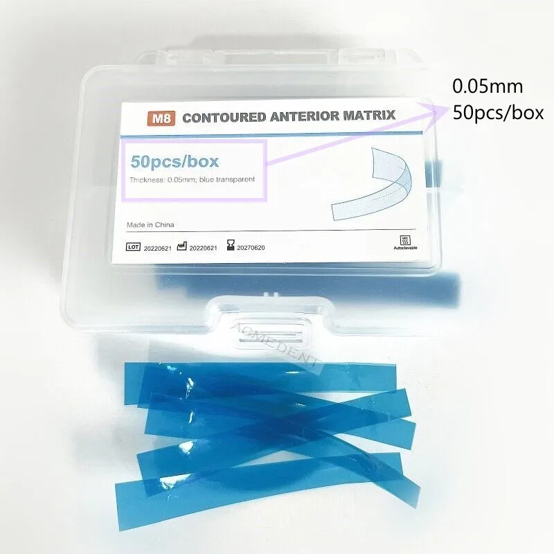 50Pcs Dental Anterior Teeth Strip Restoration Universal Front Repair Matrix Blue