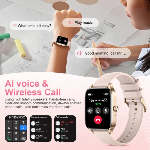 Imagen 2 del producto Reloj inteligente de moda para hombres y mujeres, pantalla HD de 1,85 pulgadas, reloj personalizado, Monitor de salud facial, reloj para mujer, llamadas Bluetooth, relojes inteligentes deportivos