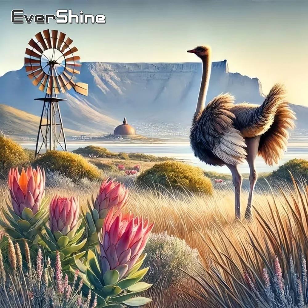 

EverShine Diamond Painting Struthio Animal DIY Picture Rhinestones Diamond Mosaic Flower Embroidery Bird Craft Kit Handmade Gift