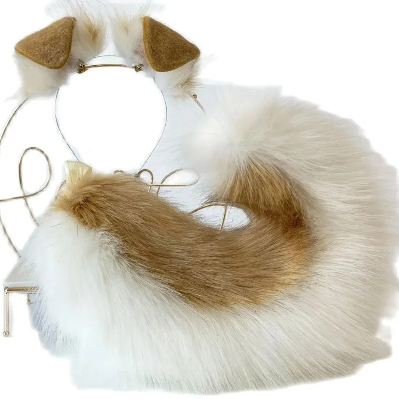 Shepherd Dog Hair Accessories Tail Ear Suit Shiba Inu Ear Headband Tail Suit Animal Role Playing Pet Puppy Ear Tail Halloween