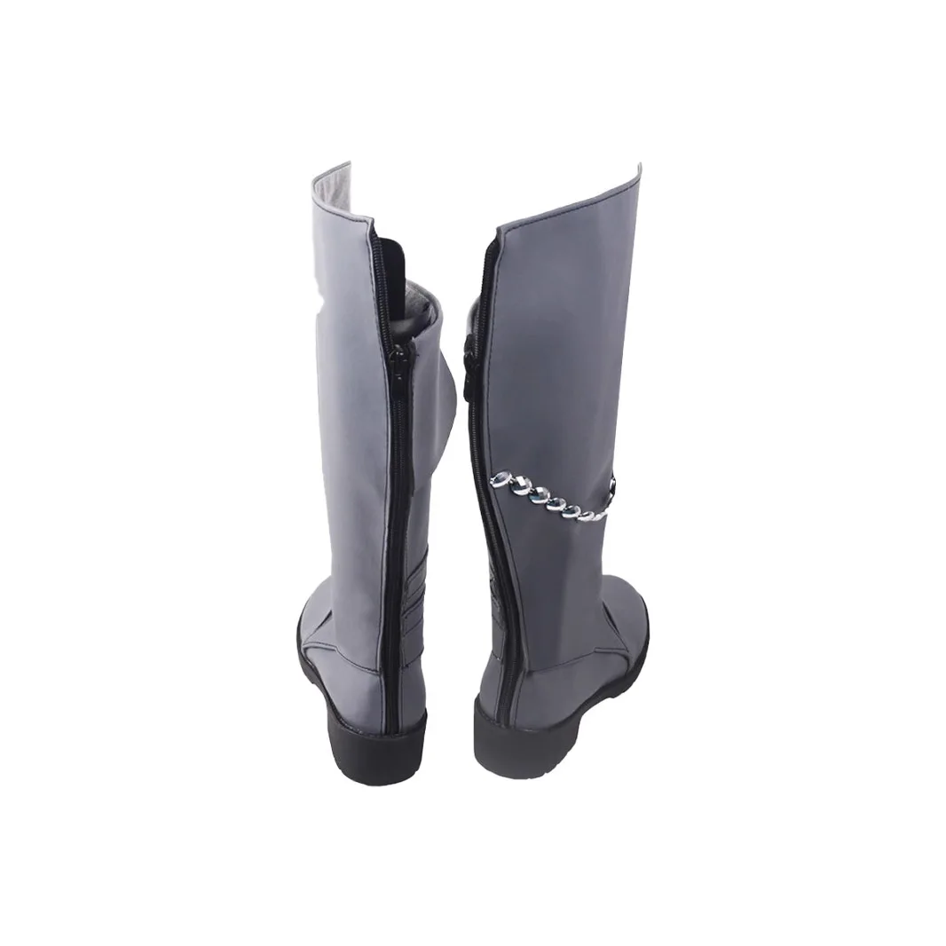 Genshin impacto tartaglia cosplay sapatos cinza meados de bezerro botas halloween masquerade carnaval desempenho festa traje adereços