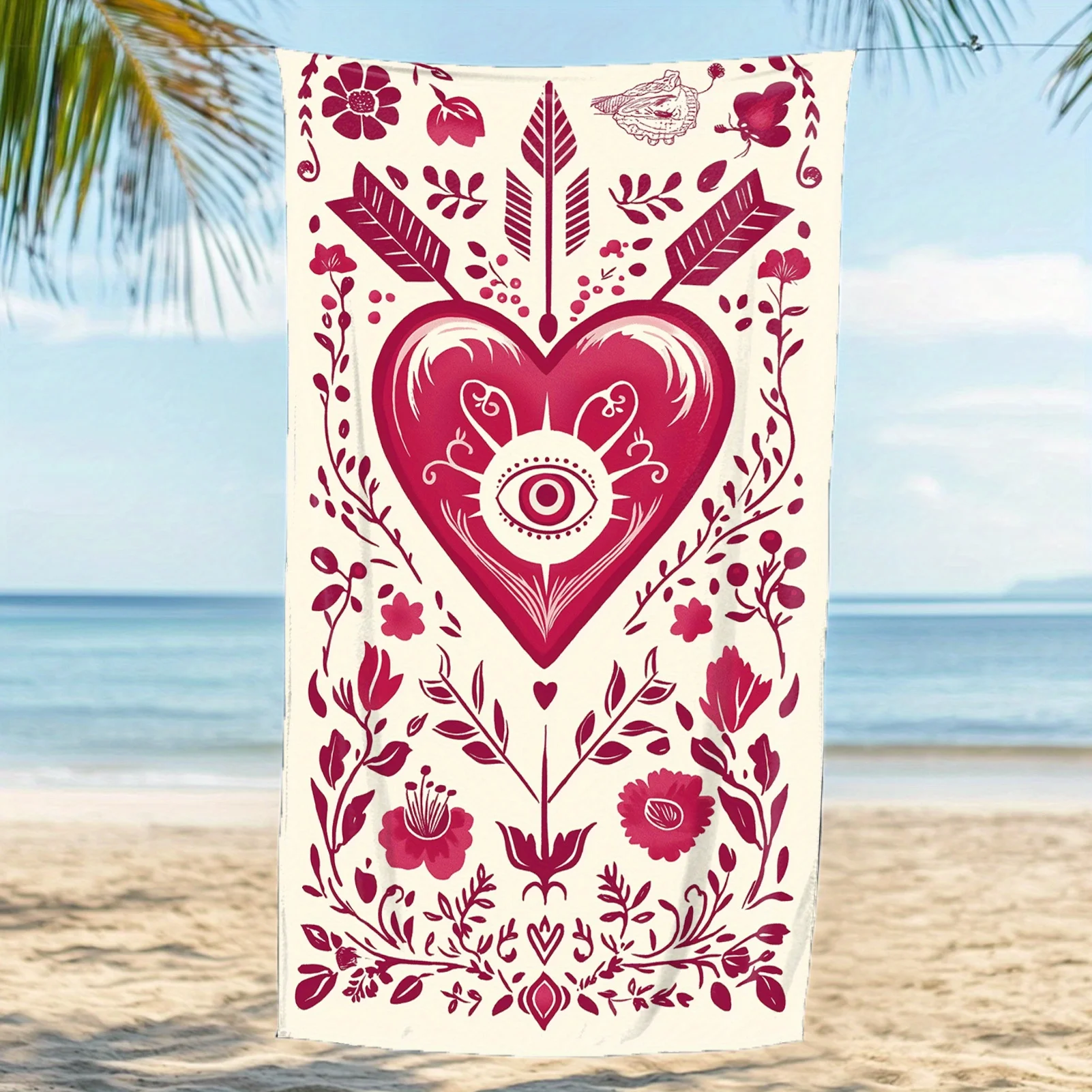 

1 шт. пляжное полотенце из микрофибры с цветочным принтом в богемном стиле - полиэфирная ткань для йоги, фитнеса, путешествий, плавания, кемпинга, дайвинга