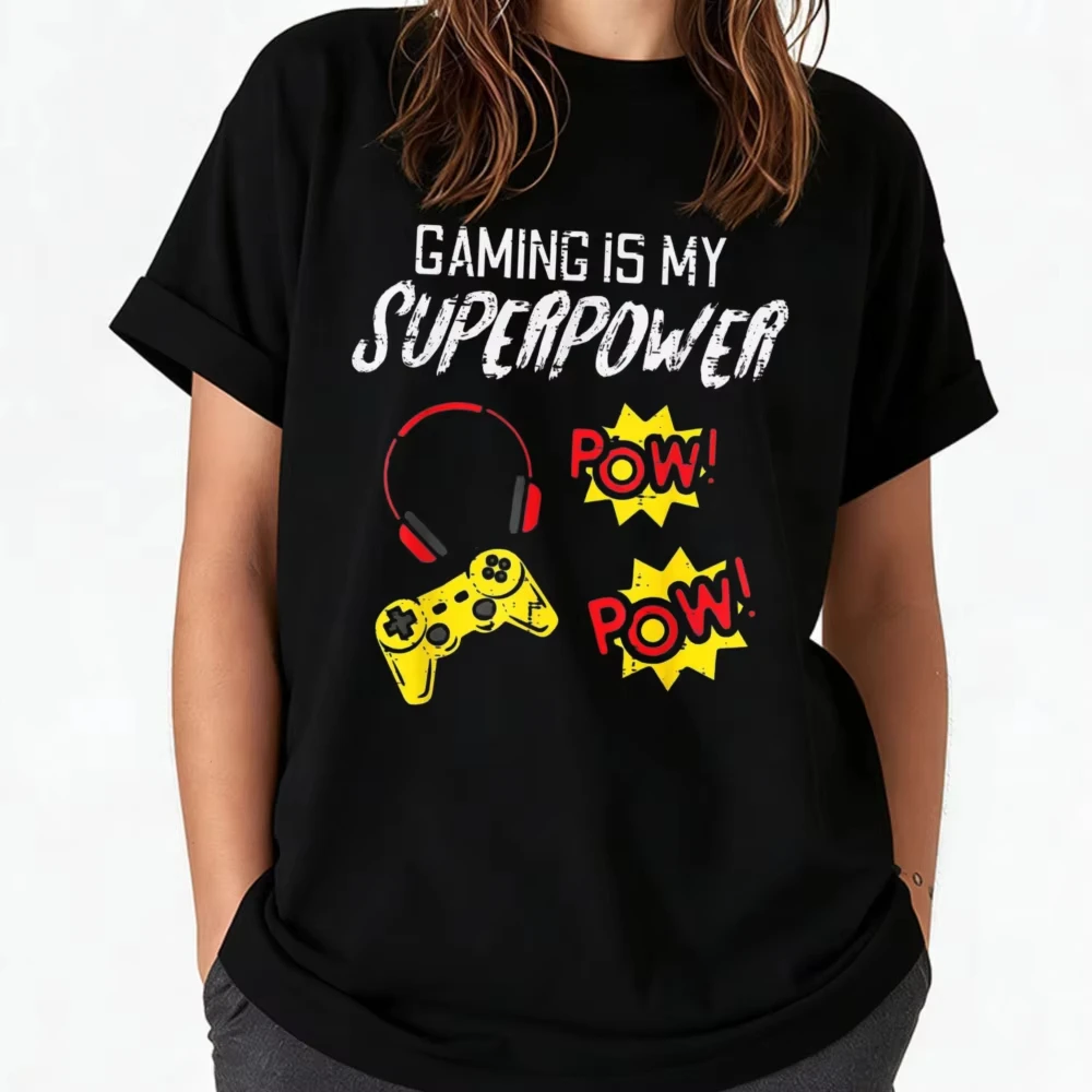 Gamer Shirts Video Games Women Girls Gift Gaming Is My Superpower Funny Gamer Men Boys Youth Teen T-Shirt Breathable Tees