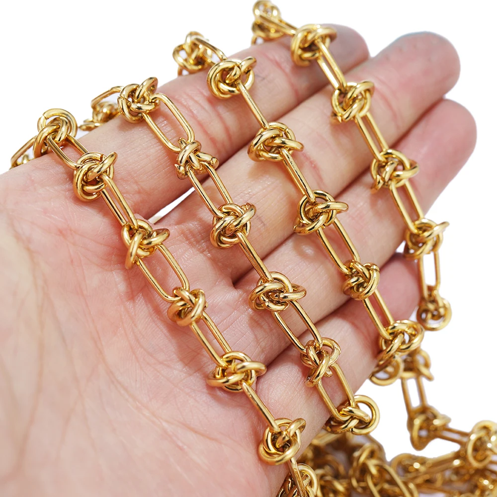 1 Meter Stainless Steel Gold Chunky Knot Big Chains for DIY Hip Hop Men Necklaces Findings Bracelets Supplies Jewelry Making