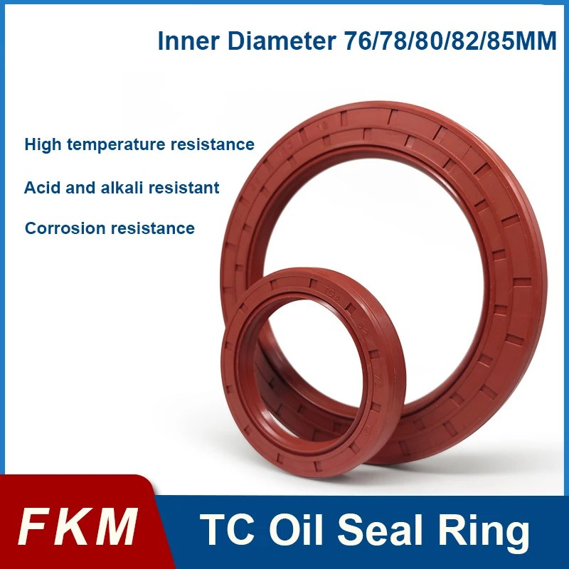 

1Pcs FKM Framework Oil Seal TC Fluoro Rubber Gasket Rings Cover Double Lip With Spring For Bearing ID*OD*THK 76/78/80/82/85MM