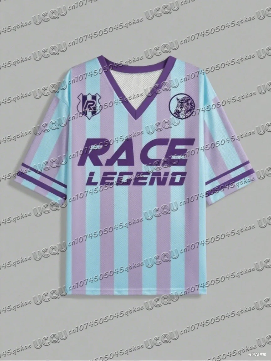 ผู้หญิงคอวีสปอร์ตย์เสื้อยืดลําลองการแข่งขันตํานานพิมพ์ฤดูร้อนสวมใส่สบายๆกีฬาตาข่ายเสื้อยืดท็อปส์