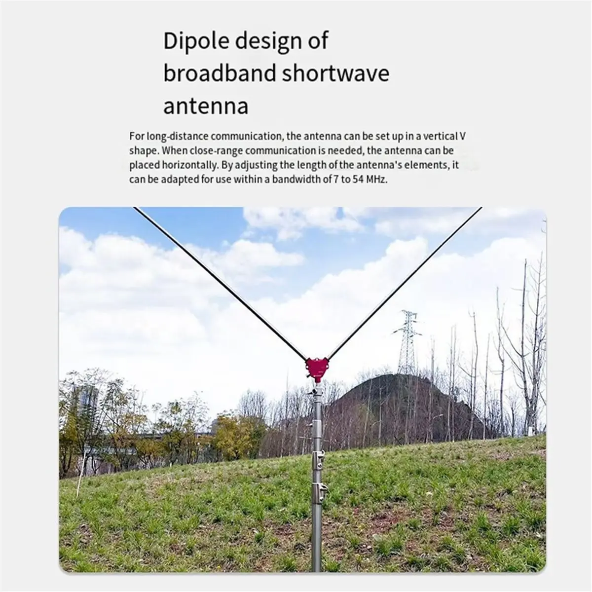 HAPPYDAY~ GH-V5 7-54MHz Waterproof Balun Dipole Wideband Portable Antenna Kit Balun Dipole Shortwave Antenna