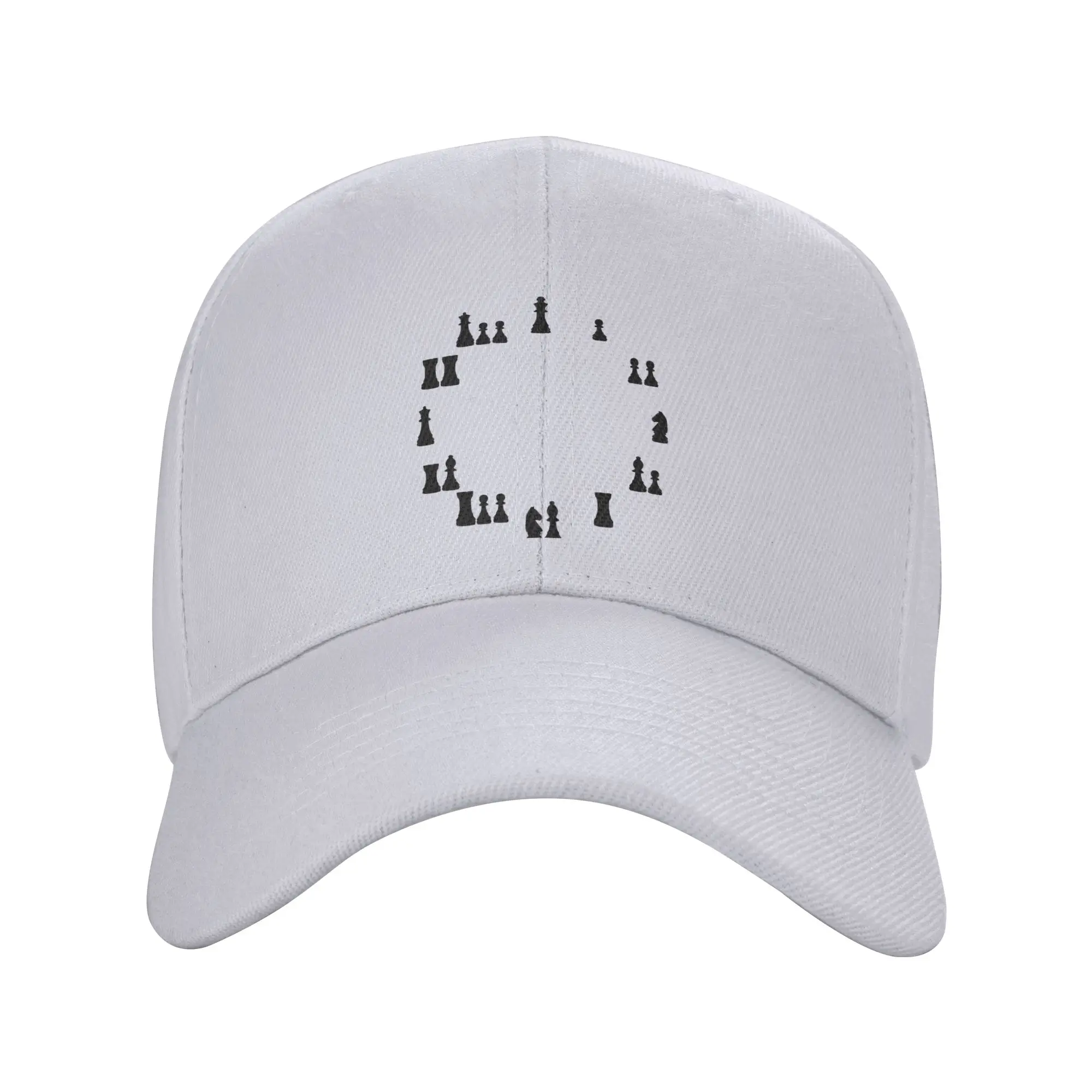 Fashion Black Chess Pieces Curved Brim Baseball Cap Sweet And Cool Style Men's Panama Hat