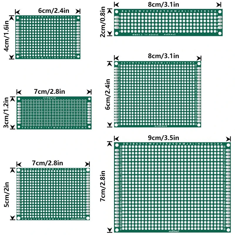 32 Pcs Double Sided PCB Board Prototype Kit 6 Sizes Universal Printed Circuit Protoboard For DIY Soldering Project
