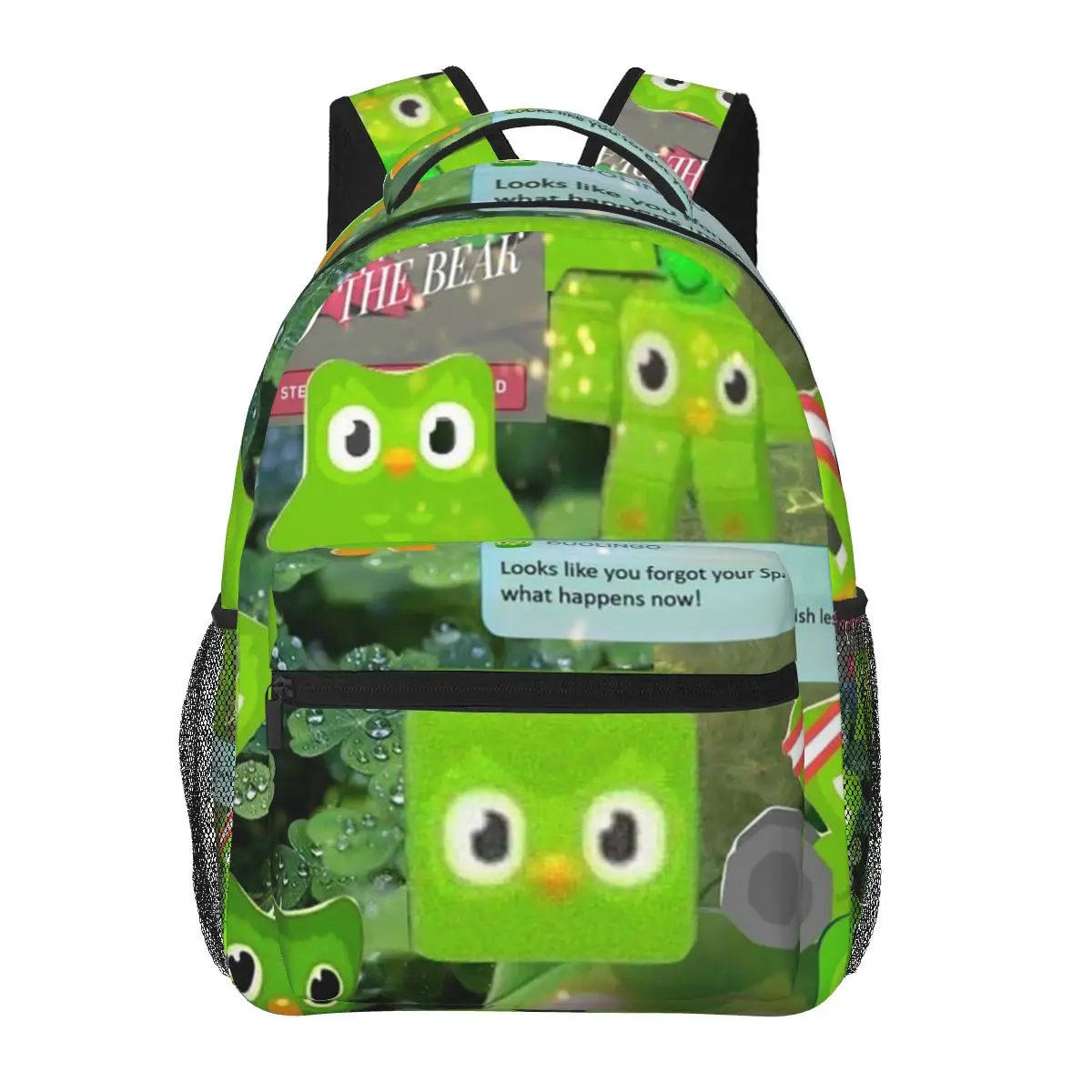 

Duolingo Owl Duo Backpacks Boys Girls Bookbag Students School Bags Cartoon Travel Rucksack Shoulder Bag Large Capacity