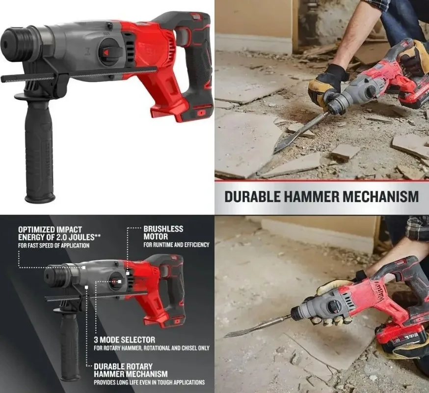 Cordless SDS Rotary Hammer Drill, Craftsman V20, 7/8 Inch, 2 Joules, Bare Tool
