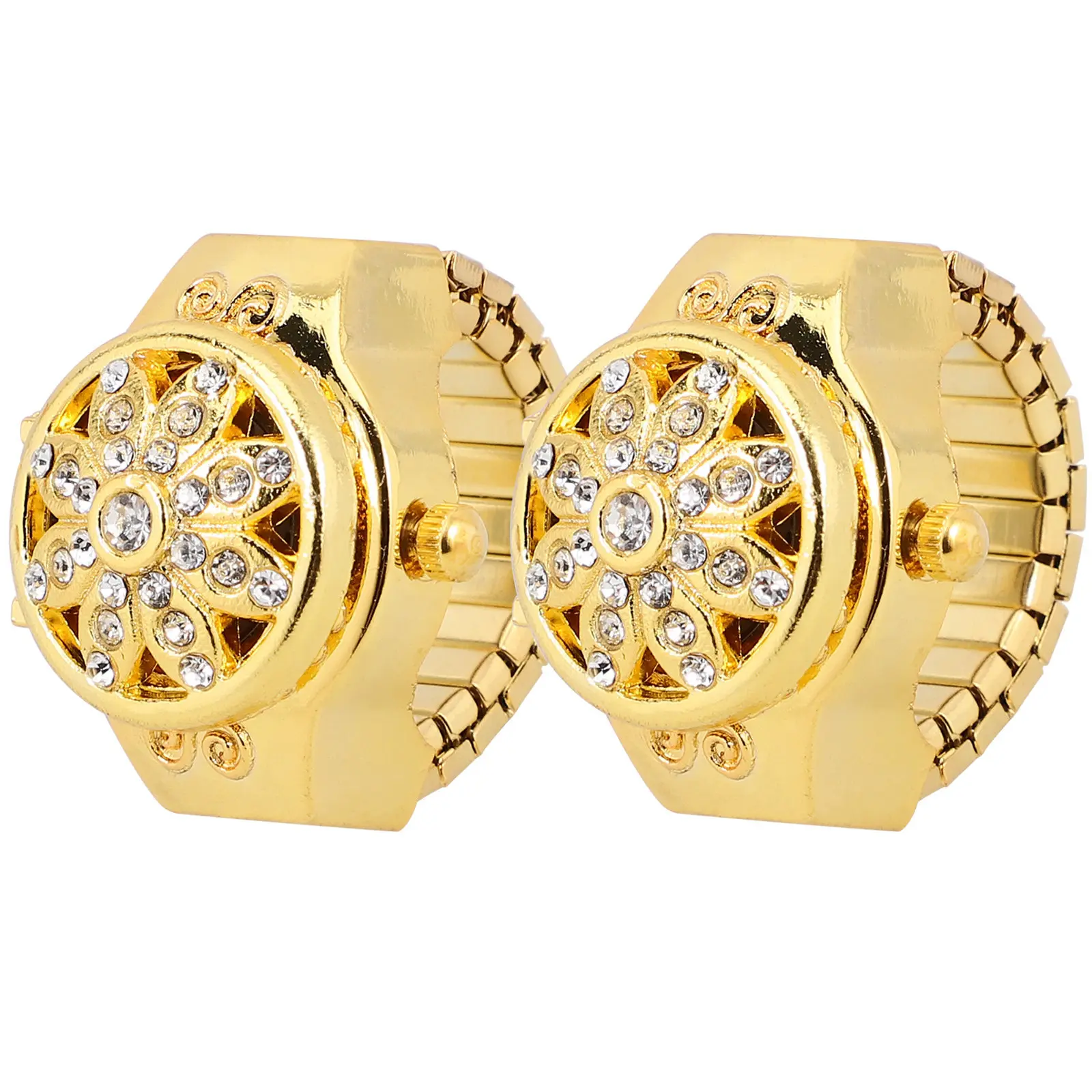 

Уникальные часы для девочек, 2 шт., стильные часы с дизайном в виде кольца, высококачественное исполнение, яркая отделка, привлекательный декоративный дизайн.