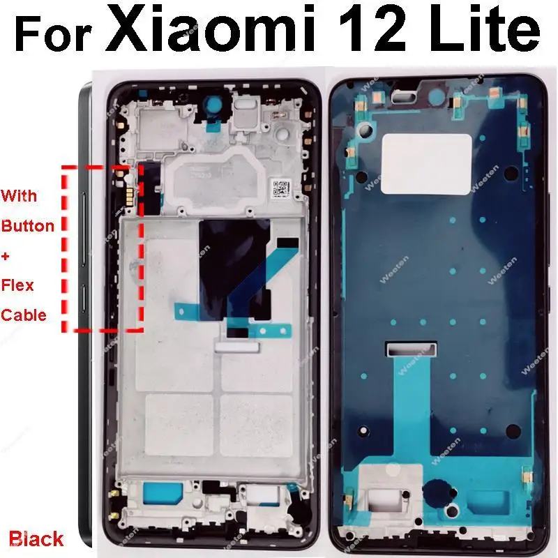 Alloggiamento centrale per Xiaomi 12 Lite 12lite Alloggiamento telaio centrale Cornice LCD anteriore Lunetta Supporto Copertura Parti di riparazione